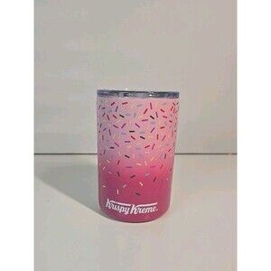 Krispy Kreme Pink Sprinkles 12oz Insulated Travel Tumbler Cup Mug With Lid New